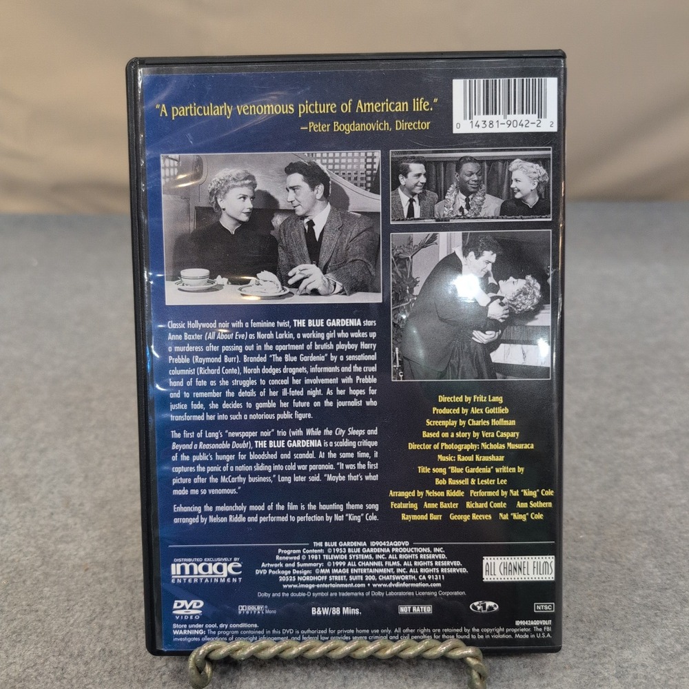 The Blue Gardenia DVD 1953 Film Noir Fritz Lang Anne Baxter Richard Conte ID9042 - Picture 2 of 2
